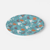 Leuke Blauwgroen Doodle Halloween Patroon Papieren Bordje (Gekanteld)