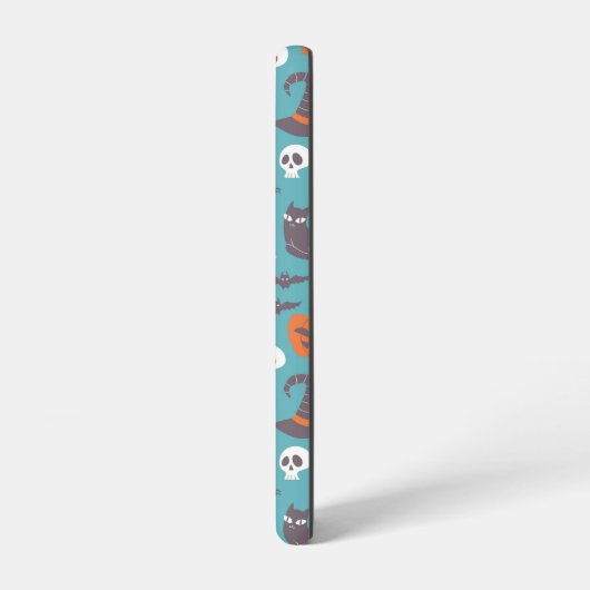 Leuke Blauwgroen Doodle Halloween Patroon Samsung Galaxy Hoesje (Linkerkant)