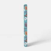 Leuke Blauwgroen Doodle Halloween Patroon Samsung Galaxy Hoesje (Linkerkant)