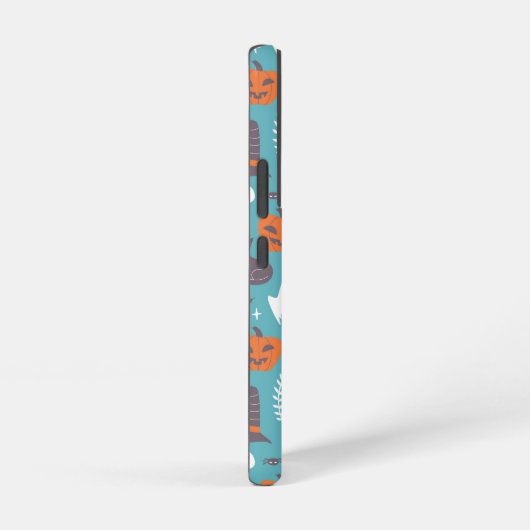 Leuke Blauwgroen Doodle Halloween Patroon Samsung Galaxy Hoesje (Rechterkant)