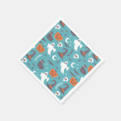 Leuke Blauwgroen Doodle Halloween Patroon Servet (Hoek)