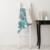Leuke Blauwgroen Doodle Halloween Patroon Sherpa Deken (In situ)