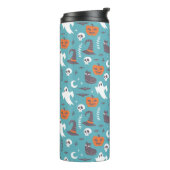 Leuke Blauwgroen Doodle Halloween Patroon Thermosbeker (Gedraaid links)