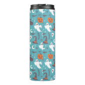 Leuke Blauwgroen Doodle Halloween Patroon Thermosbeker (Achterkant)