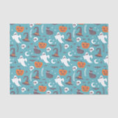 Leuke Blauwgroen Doodle Halloween Patroon Tissuepapier (Voorkant)