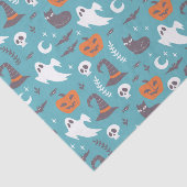 Leuke Blauwgroen Doodle Halloween Patroon Tissuepapier (Detail)
