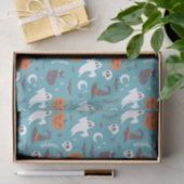 Leuke Blauwgroen Doodle Halloween Patroon Tissuepapier (Geschenk)