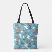 Leuke Blauwgroen Doodle Halloween Patroon Tote Bag (Achterkant)