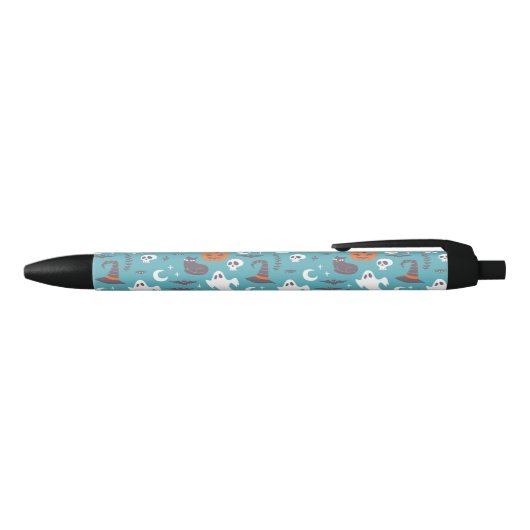 Leuke Blauwgroen Doodle Halloween Patroon Zwarte Inkt Pen (Bovenkant)