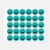 Leuke blauwgroen Jack o lantaarn pompoen gezicht H Labels (Vel)