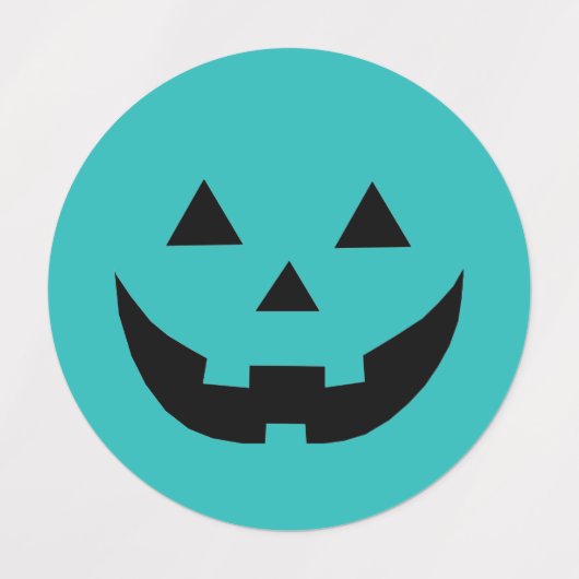 Leuke blauwgroen Jack o lantaarn pompoen gezicht H Labels (Design 1)