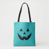 Leuke blauwgroen Jack o lantaarn pompoen gezicht H Tote Bag (Voorkant)