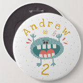 Leuke Blauwgroen Monster Verjaardag Ronde Button 6,0 Cm (Voorkant /achterkant)