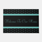 Leuke Blauwgroen Polka Dot Welkom Mat (Voorkant)