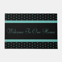 Leuke Blauwgroen Polka Dot Welkom Mat