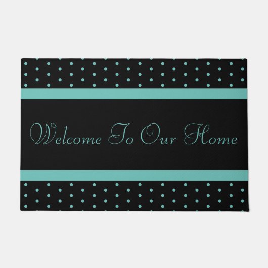 Leuke Blauwgroen Polka Dot Welkom Mat (Voorkant)