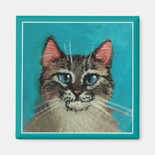 Leuke blauwogige kattenmagneet magneet (Voorkant)