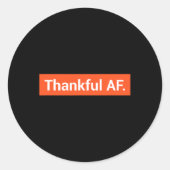 Leuke Block Letter Herfst Thanksgiving Dankbaar AF Ronde Sticker (Voorkant)