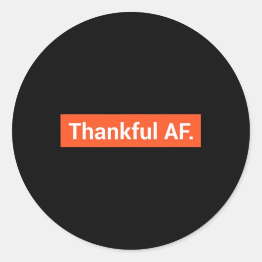 Leuke Block Letter Herfst Thanksgiving Dankbaar AF Ronde Sticker (Voorkant)