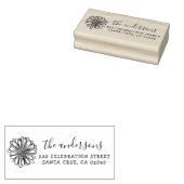 Leuke bloem aangepaste familienaam & retour adres rubberstempel (Gestempeld)