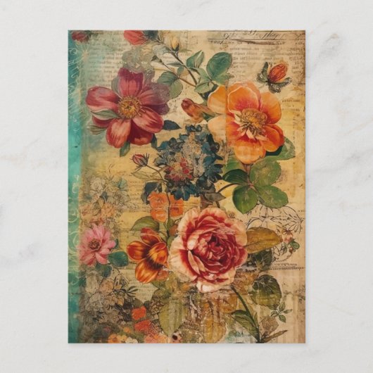 Leuke bloem collage briefkaart (Voorkant)