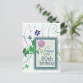 Leuke bloem gelukkig 80e verjaardag briefkaart (Staand voorkant)