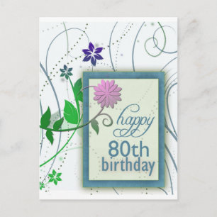 Leuke bloem gelukkig 80e verjaardag briefkaart