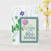 Leuke bloem gelukkig 80e verjaardag kaart (Gele Bloem)