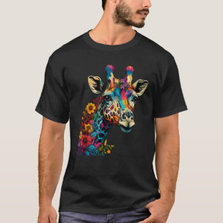 Leuke Bloem Giraffe op de zomer Bloemen Giraffe T-shirt