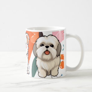 Leuke bloem Honden Kunststijl Voor hondenliefhebbe Koffiemok