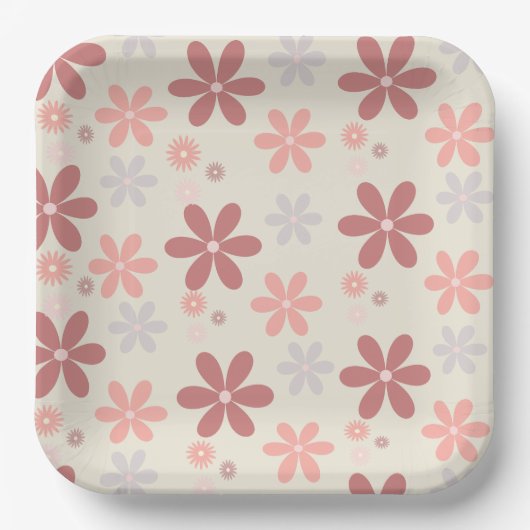 Leuke bloem meisjesglitter papieren bordje (Voorkant)