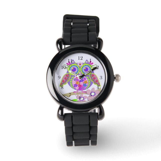 Leuke Bloem Power Uil horloge (Voorkant)