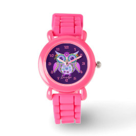 Leuke bloem power uil, kloknummers & aangepaste na horloge