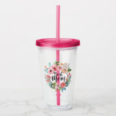 Leuke Bloemen Beste Mama Acryl Drinkbeker (Voorkant)