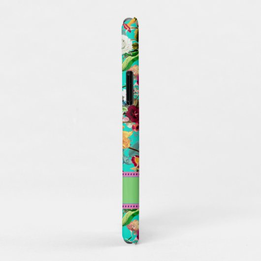 Leuke bloemen bladeren aqua mint monogram patroon Case-Mate iPhone case (Achterkant/rechts)