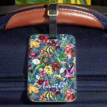 Leuke bloemen bladeren blauw monogram patroon