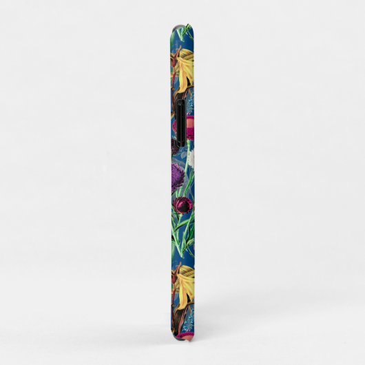 Leuke bloemen bladeren blauw monogram patroon Case-Mate iPhone case (Achterkant/rechts)