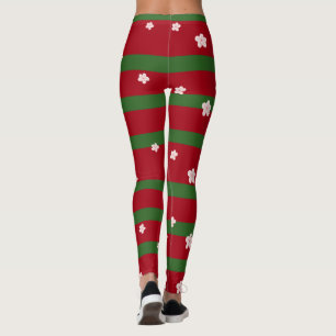 Leuke Bloemen Bloemen op Stevige Groene Rode Kerst Leggings