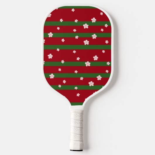 Leuke Bloemen Bloemen op Stevige Groene Rode Kerst Pickleball Paddle (Achterkant)