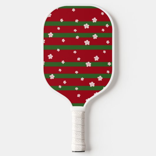 Leuke Bloemen Bloemen op Stevige Groene Rode Kerst Pickleball Paddle (Voorkant)
