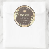 Leuke Bloemen Bruin Goud Product Verpakkingsetiket Ronde Sticker (Tas)