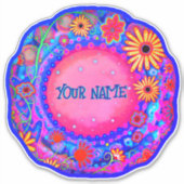 Leuke Bloemen Custom Name Roze Inspirivity Sticker (Voorkant)