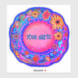 Leuke Bloemen Custom Name Roze Inspirivity Sticker