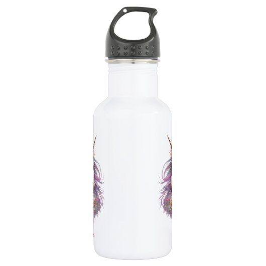 Leuke Bloemen Eenhoorn Waterverf Gepersonaliseerd  Waterfles (Voorkant)