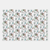 Leuke bloemen en kleding, helder blauw en bruin inpakpapier vel (Voorkant 3)