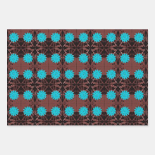 Leuke bloemen en kleding, helder blauw en bruin inpakpapier vel (Voorkant)