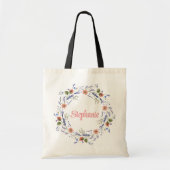 Leuke bloemen gepersonaliseerde canvas tas (Voorkant)