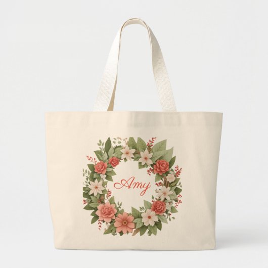 Leuke bloemen gepersonaliseerde canvas tas (Voorkant)
