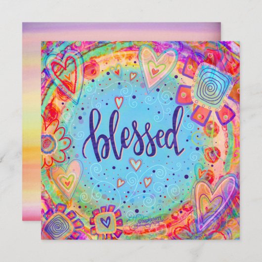 Leuke bloemen gezegende harten plezier grillig bedankkaart (Voorkant / Achterkant)