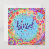 Leuke bloemen gezegende harten plezier grillig bedankkaart (Voorkant)